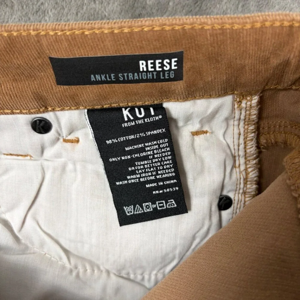KUT From The Kloth Reese Ankle Straight Leg Pants Women’s 00 Brown Corduroy Y2k - Picture 3 of 7